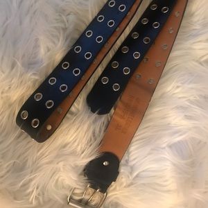 Double Grommet Leather Belt XL
